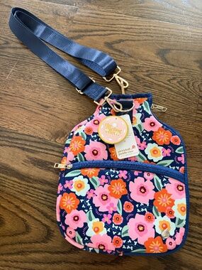 NEW THE DARLING EFFECT Blue Floral Pickleball Carrying Case with Strap NWT
